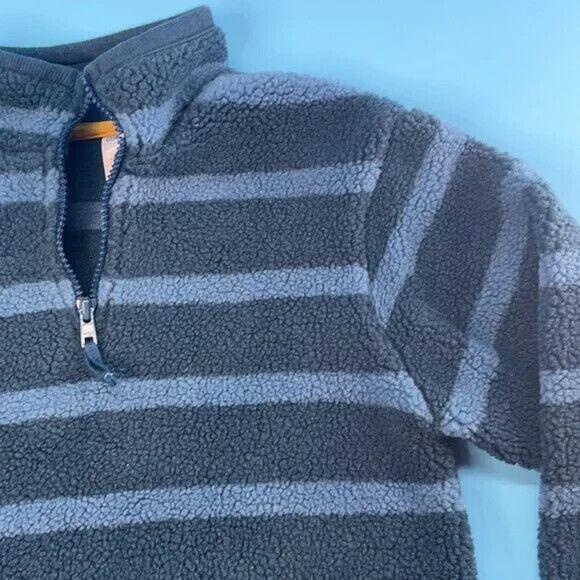 Gymboree Boys Blue & Gray Striped Long Sleeve Pullover 1/4 Zip Sweater Size 4T - Picture 3 of 5